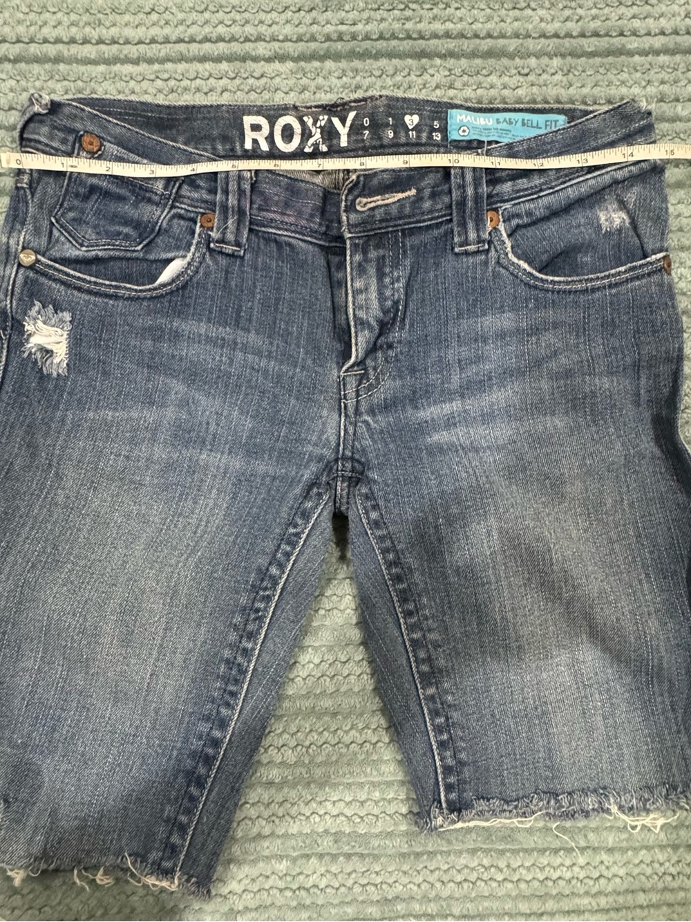 Roxy Blue Distressed Cropped Denim Jeans